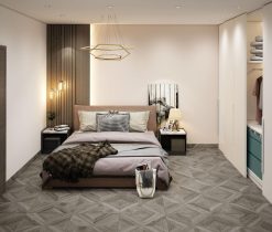 Gạch giả gỗ 600x600 LULC6602W màu xám đậm hiện đại