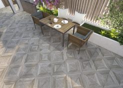 Gạch giả gỗ 600x600 LULC6602W màu xám đậm hiện đại