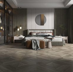 Gạch giả gỗ 600x600 LULC6602W màu xám đậm hiện đại