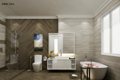 Gạch giả gỗ 200x1200 LUBW122L13 màu xám trắng hiện đại