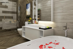 Gạch giả gỗ 200x1200 LUBW122L13 màu xám trắng hiện đại