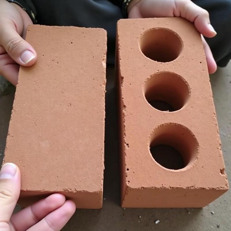 So sánh các loại gạch đỏ xây tường phổ biến (gạch đặc, gạch rỗng) và ứng dụng của chúng trong xây dựng.