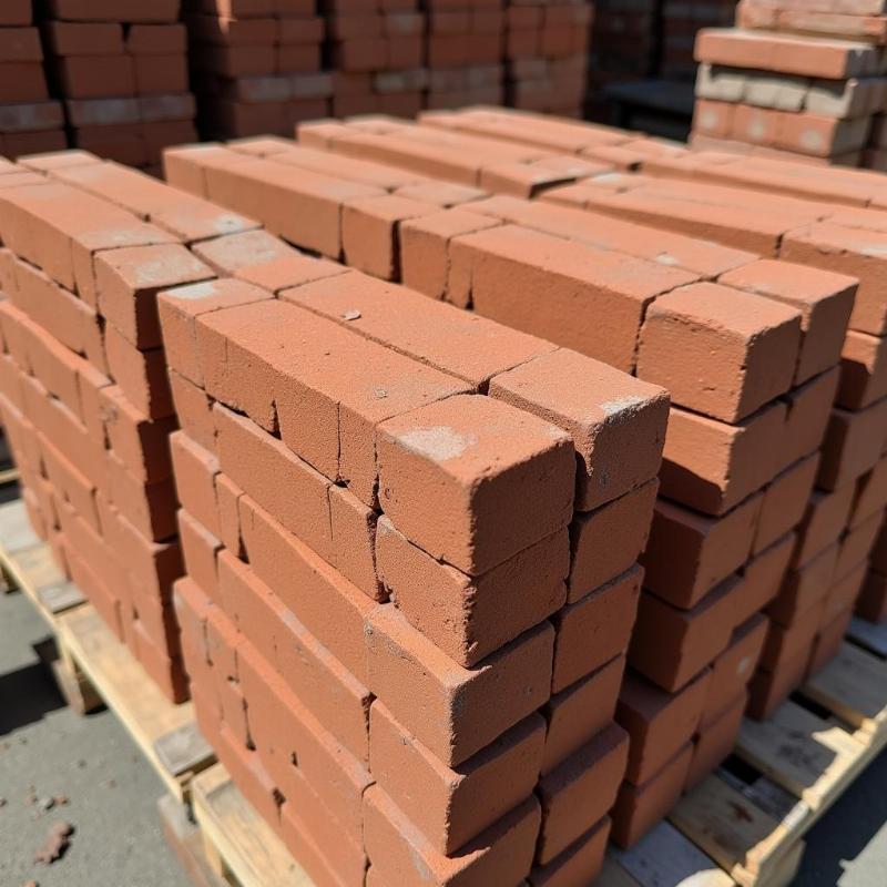 Hình ảnh gạch đặc nhà máy chất lượng cao sử dụng trong xây dựng công trình bền vững.