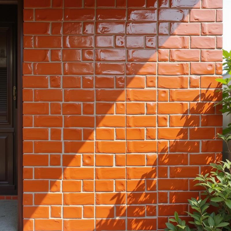 Hinh anh gach the xay tuong op mat tien ngoai troi dep bang gach ceramic mau do