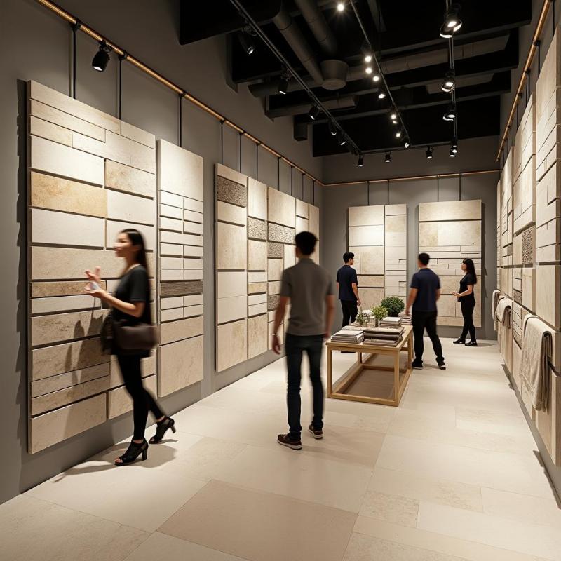 Hình ảnh showroom Gạch Men Thanh Tùng trưng bày đa dạng mẫu mã gạch Đồng Tâm chính hãng