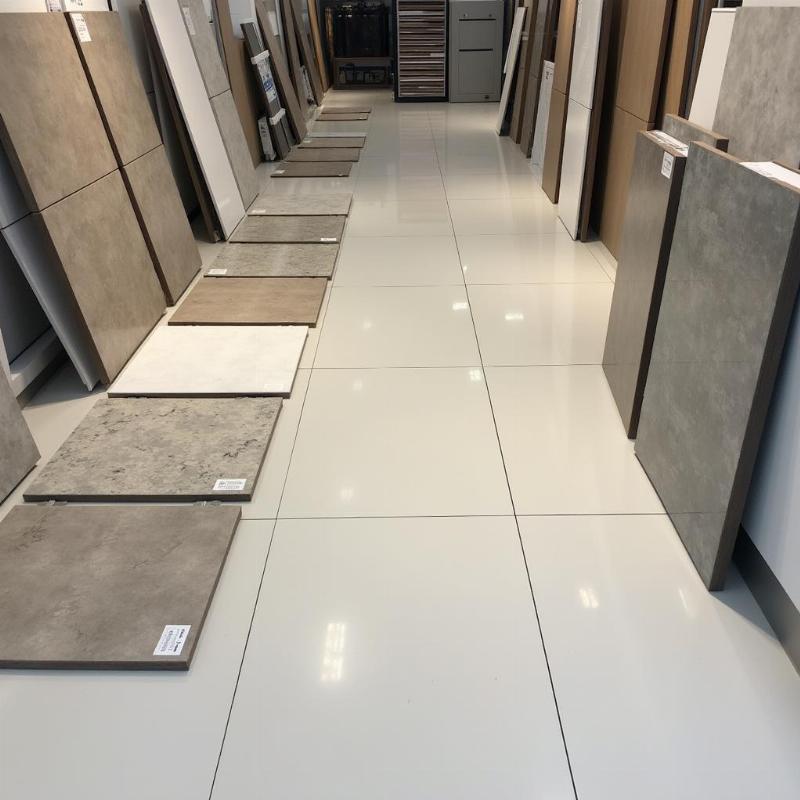 Trưng bày gạch lát nền Prime 50x50 tại showroom Gạch Men Thanh Tùng giúp khách hàng dễ lựa chọn