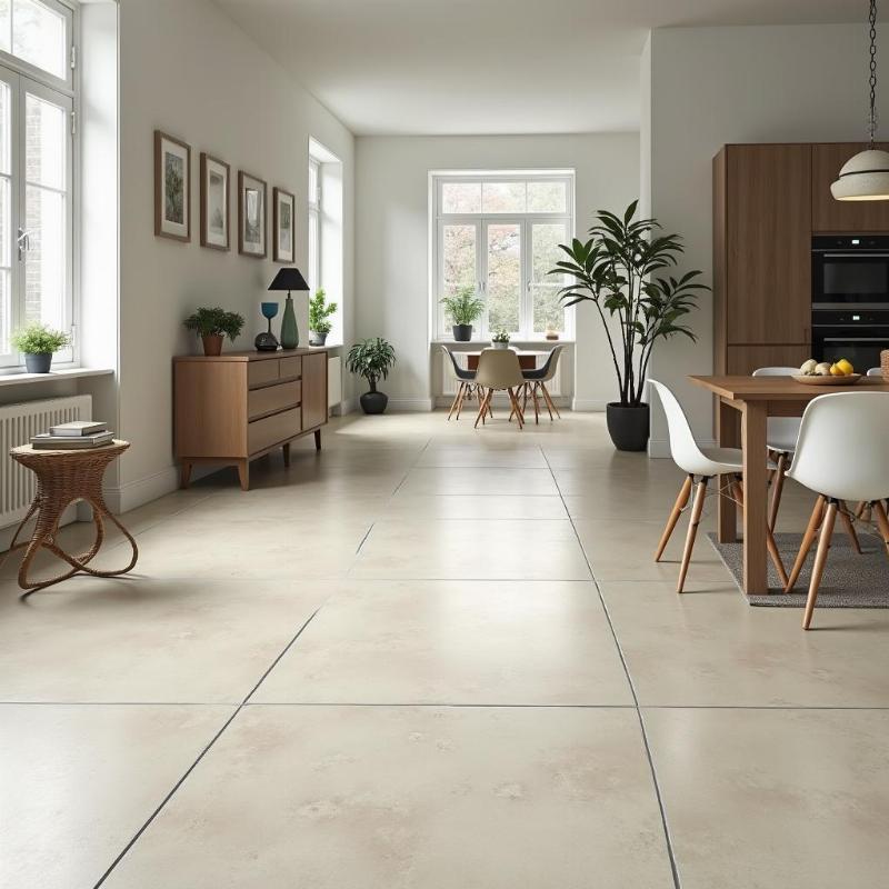 Không gian sống sử dụng gạch lát nền ceramic 500x500 đẹp, bền, dễ vệ sinh