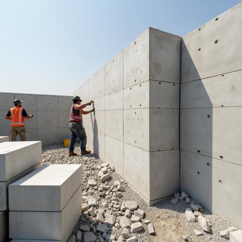 Khung cảnh công trình sử dụng gạch siêu nhẹ trong xây dựng nhà ở và công nghiệp tại khu vực Hà Nội