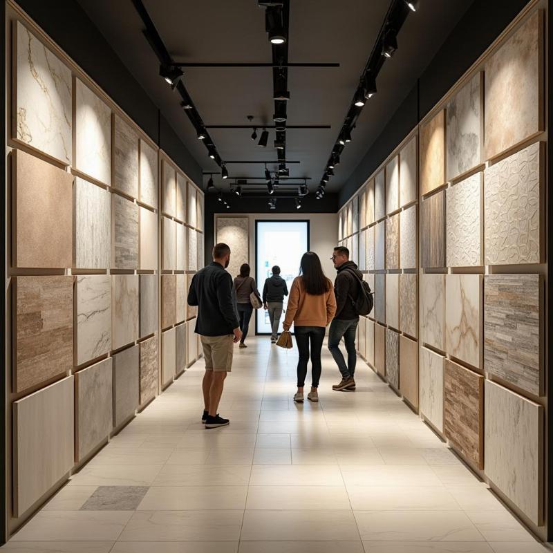 Các mẫu gạch Hoàng Gia đa dạng kích thước, họa tiết và bề mặt tại showroom Thanh Tùng