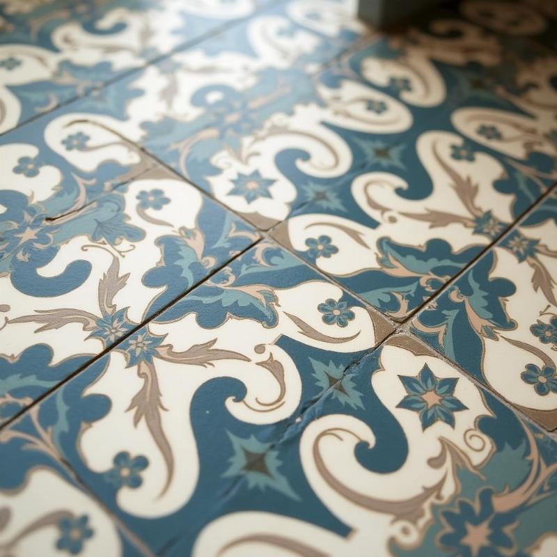 Gạch bông lát nền giá rẻ với họa tiết đẹp mắt, mang lại vẻ cổ điển cho không gian.