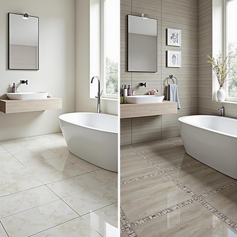 Hình ảnh ý tưởng chọn gạch nền nhà tắm phù hợp với ngân sách và diện tích không gian