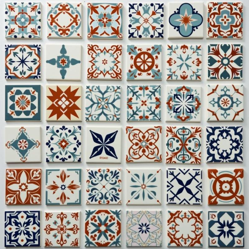 Bộ sưu tập các mẫu gạch bông ốp tường đa dạng kích thước, màu sắc, hoa văn